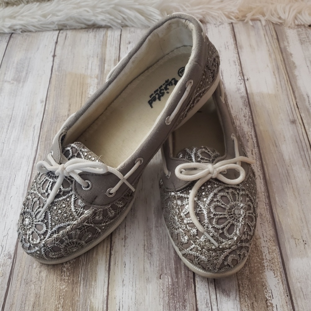 Gray Lace boat shoes